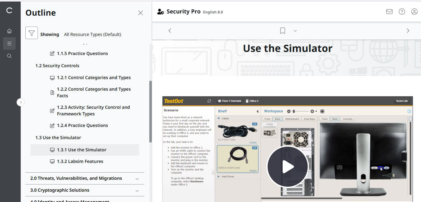 TestOut Security Pro สำหรับ Security+ (SY0-701) - สิทธิ์เข้าใช้งาน 3 เดือน