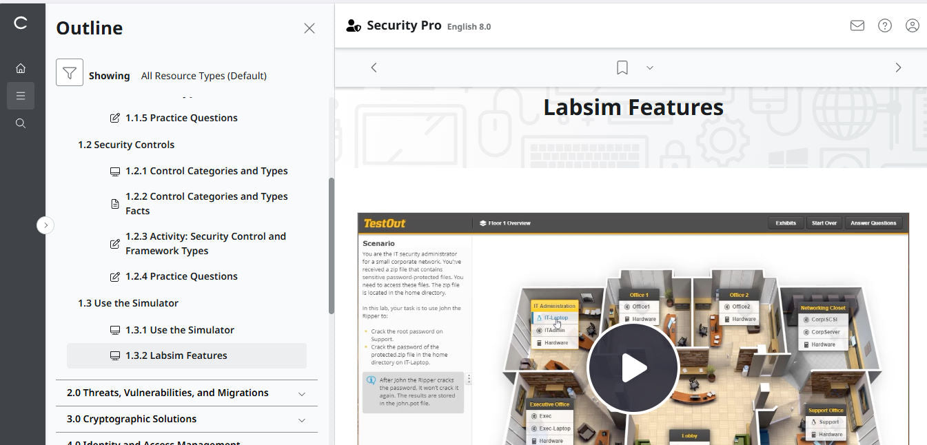 TestOut Security Pro สำหรับ Security+ (SY0-701) - สิทธิ์เข้าใช้งาน 3 เดือน