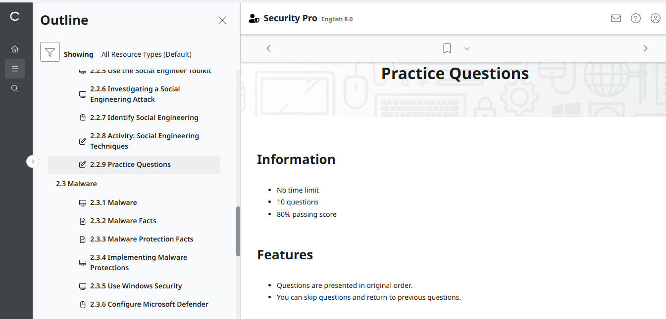 TestOut Security Pro สำหรับ Security+ (SY0-701) - สิทธิ์เข้าใช้งาน 3 เดือน