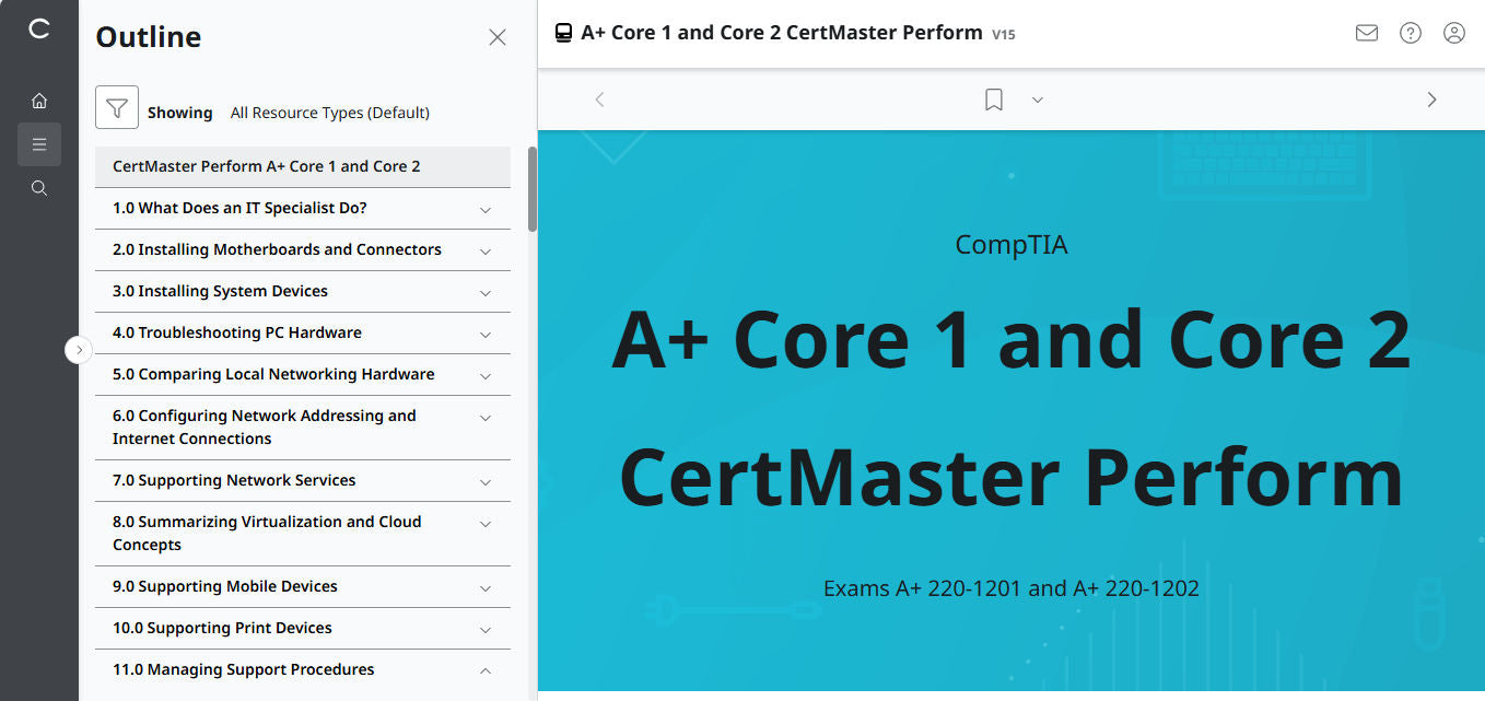CompTIA A+ Core 1 & 2 CertMaster Perform  (V15) (4 Month Access) (🛒Special Offer)