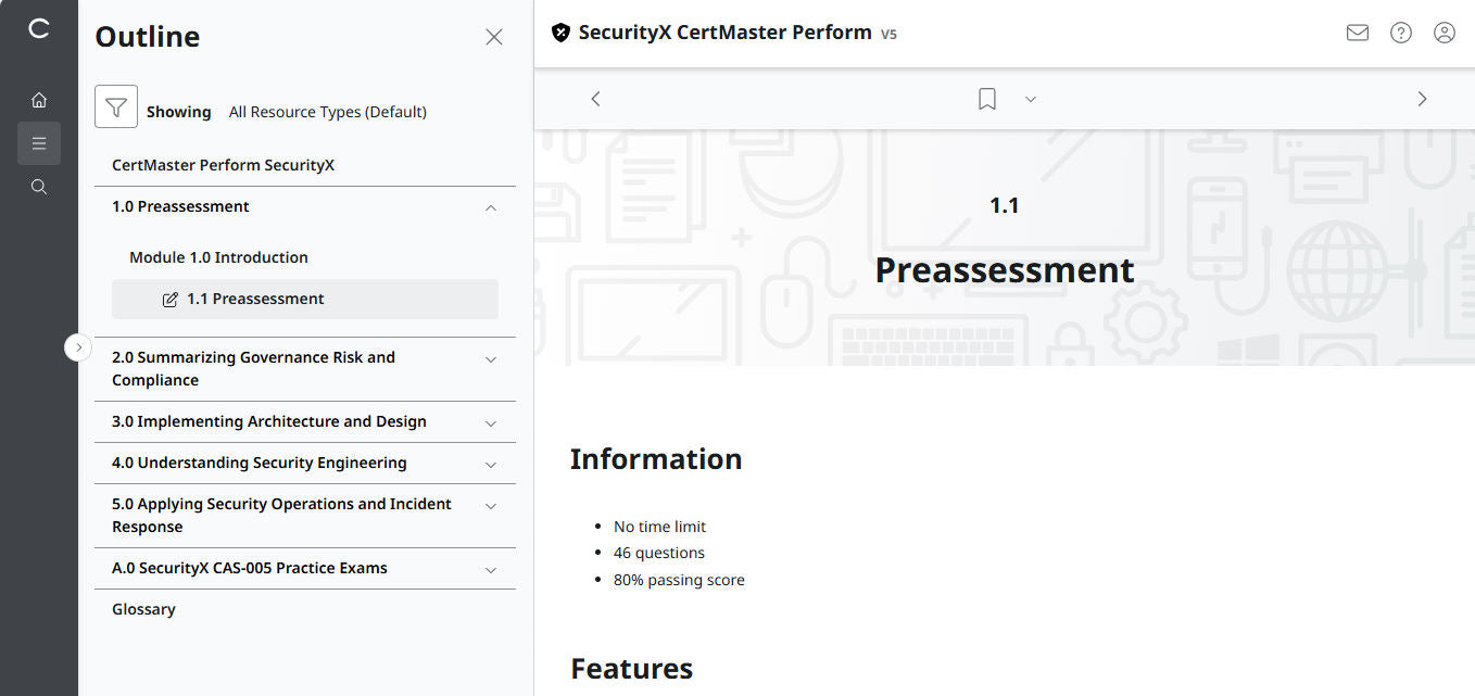 CompTIA CertMaster Perform – SecurityX CASP+ CAS-005 - เข้าใช้งานได้ 3 เดือน 