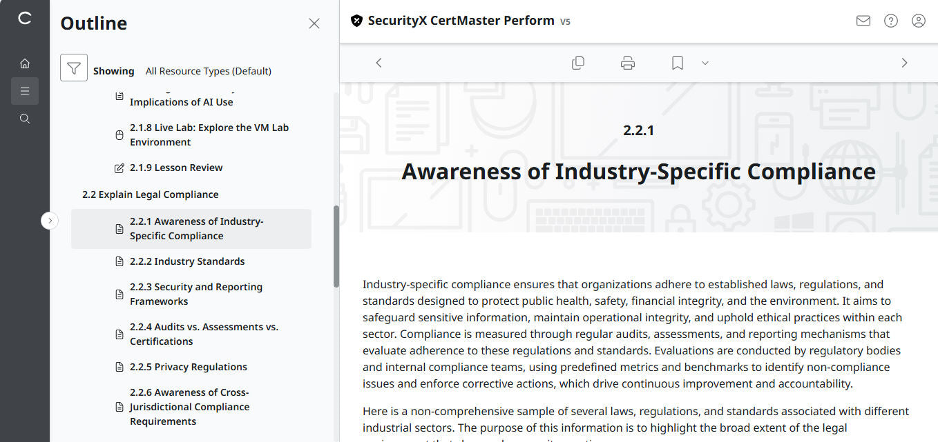CompTIA CertMaster Perform – SecurityX CASP+ CAS-005 - เข้าใช้งานได้ 3 เดือน 